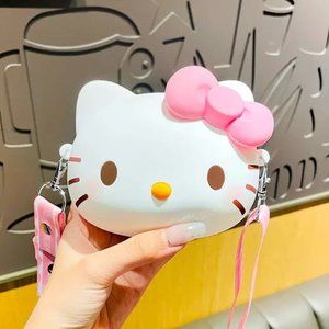 Hello Kitty Face Silicone Messenger Bag